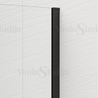 Polysan ESCA Flute rifliuoto stiklo dušo sienelė 90 cm juodos spalvos su kampiniu laikikliu 1