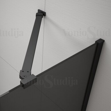 Polysan ESCA Flute rifliuoto stiklo dušo sienelė 80 cm juodos spalvos su kampiniu laikikliu 3