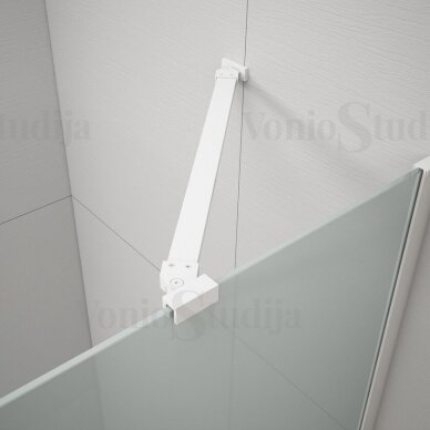 Polysan ESCA matinio stiklo dušo sienelė 100 cm baltos spalvos su kampiniu laikikliu 2