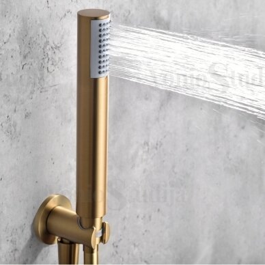 Potinkinė termostatinė dušo sistema Imex Tivoli lietaus galva iš lubų PVD braižyto aukso spalvos 2
