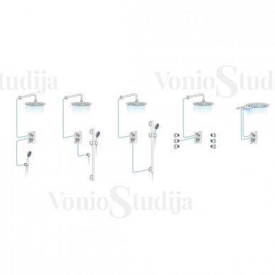 Potinkinis termostatinis dušo komplektas Sapho Kimura, su kvadratine galva 8