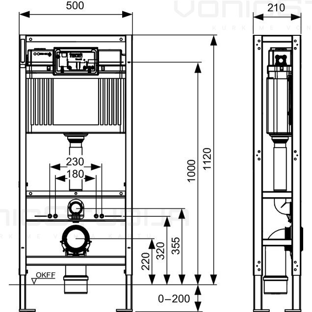 Potinkinis Wc rėmas TECEconstruct su keturiomis tvirtinimo kojomis 9500393 1