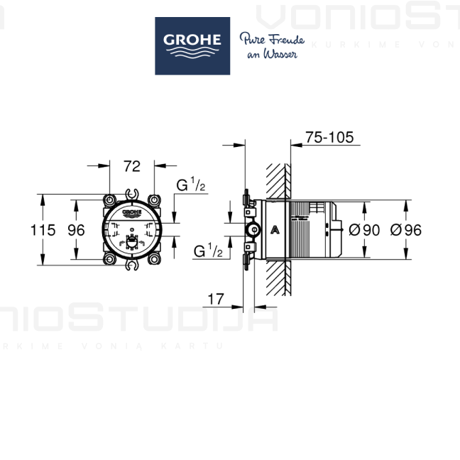 Grohe 26483000 potinkinė dėžutė dušo galvai 2 Grohe 26483000 potinkinė dėžutė dušo galvai 2