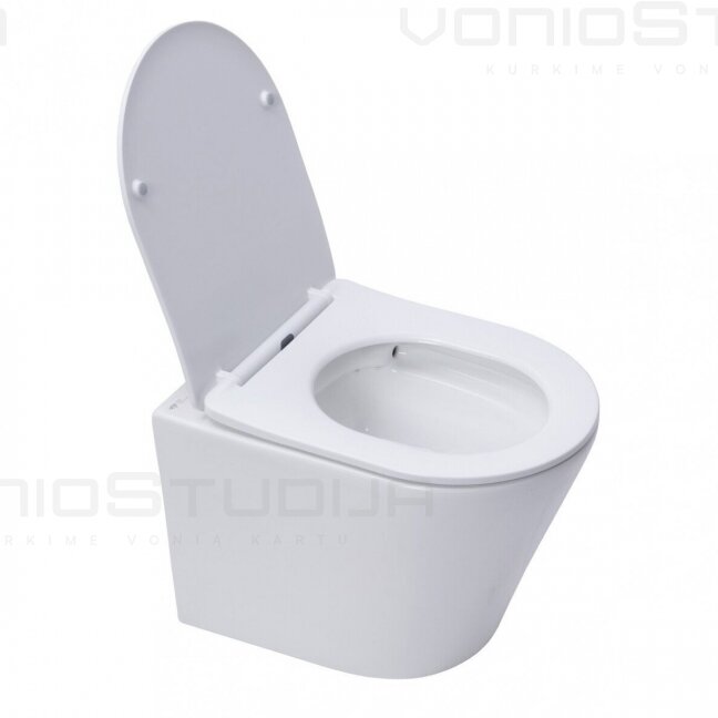 Potinkinis WERIT JOMO Exclusive 2 rėmas su juodos matinės spalvos mygtuku ir WC SAT Infinitio Compact Rimless komplektas 1