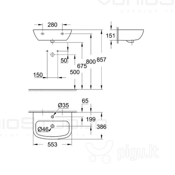 Praustuvas Grohe Bau Ceramic 39440000 | pakabinami praustuvai ...