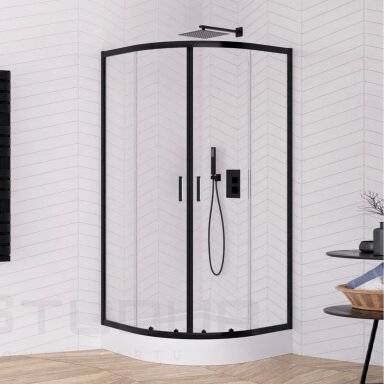 Pusapvalė dušo kabina New Trendy Suvia Black juoda matinė 90x90cm
