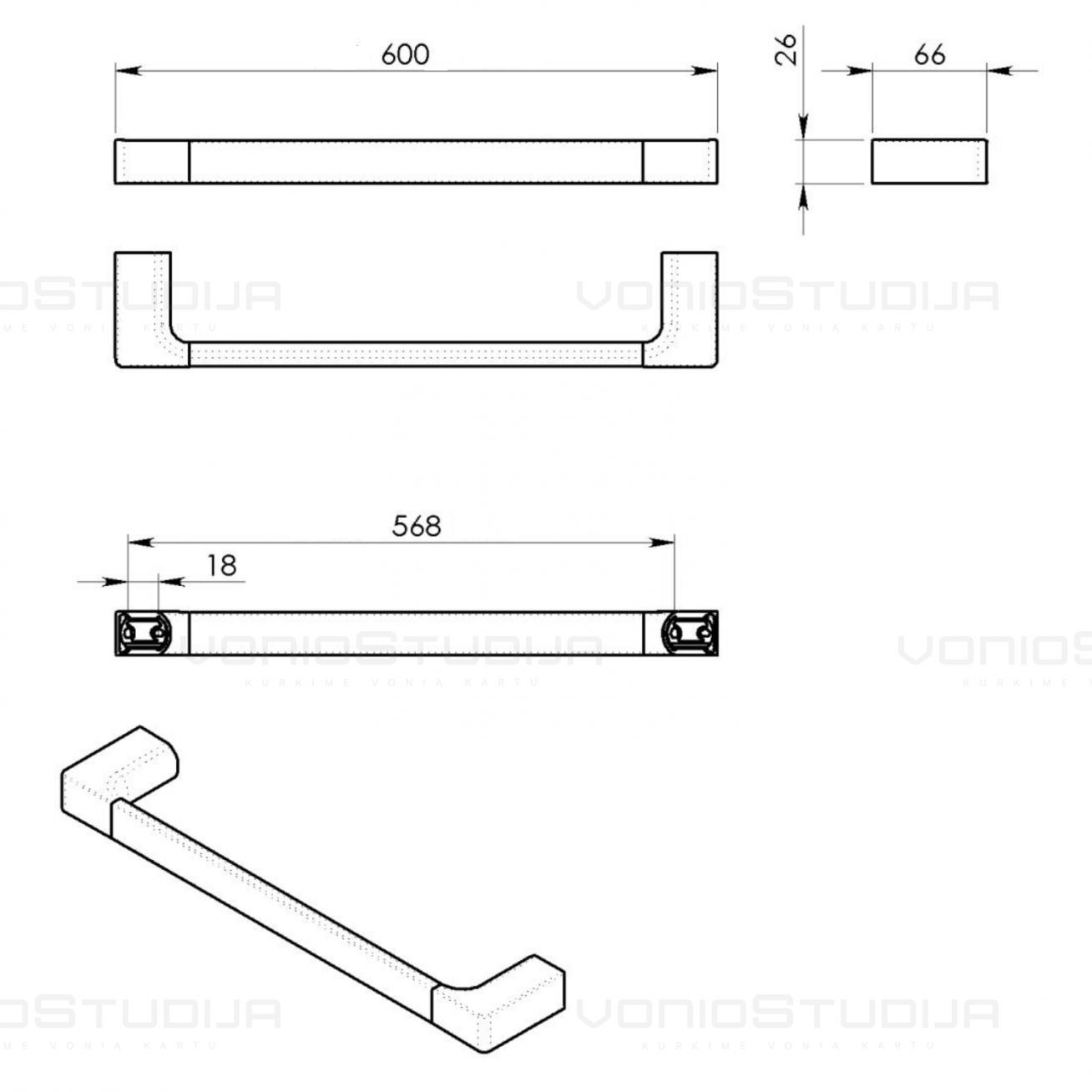Rankšluosčio kabykla Pirenei matinio aukso spalvos 60cm 1