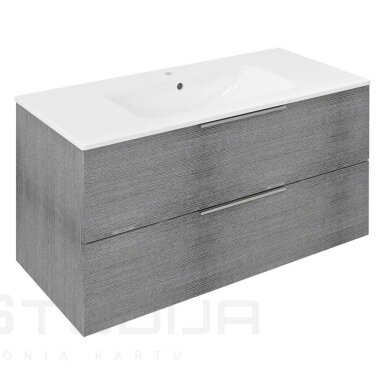 Siaura vonios spintelė su praustuvu Sapho CIRASA 101x46,5cm sidabrinio ąžuolo spalvos