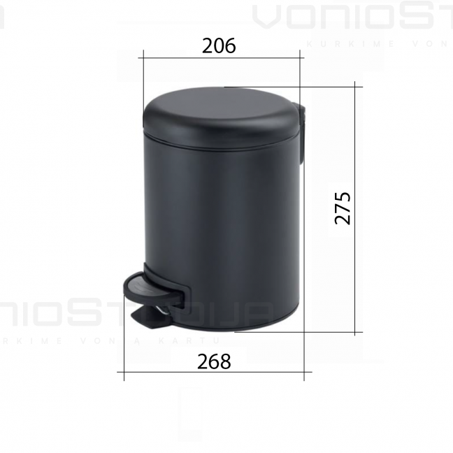 Šiukšliadėže Potty juoda matinė 1