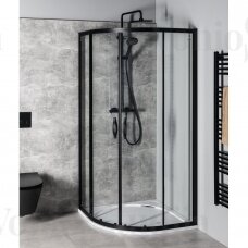 Skaidraus stiklo dušo kabina GELCO SIGMA SIMPLY BLACK juodos matinės spalvos korpuso dalys 900x900mm
