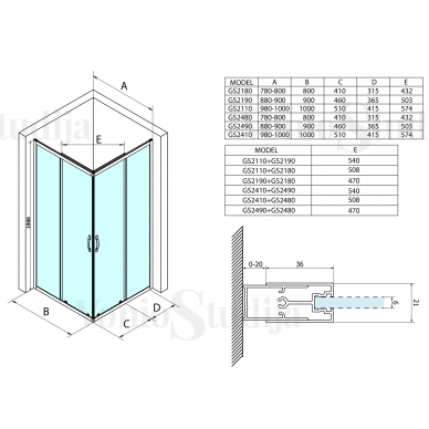 Matinio stiklo dušo kabina GELCO SIGMA SIMPLY chromo spalvos korpuso dalys 1000x800 mm 1
