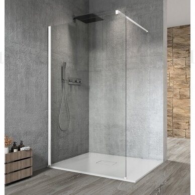 Skaidraus stiklo dušo sienelė VARIO Baltais matiniais profiliais 700mm
