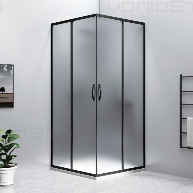 Matinio stiklo dušo kabina GELCO SIGMA SIMPLY BLACK juodos spalvos korpuso dalys 90x90cm Matinio stiklo dušo kabina GELCO SIGMA SIMPLY BLACK juodos spalvos korpuso dalys 90x90cm