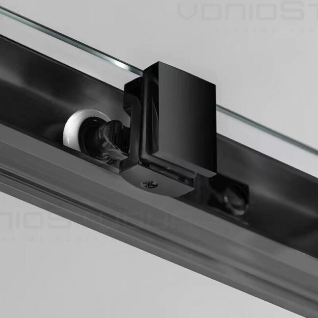 Skaidraus stiklo dušo kabina GELCO SIGMA SIMPLY BLACK juodos matinės spalvos korpuso dalys 1000x1000 mm 7