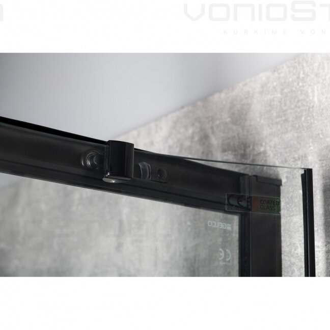 Skaidraus stiklo dušo kabina GELCO SIGMA SIMPLY BLACK juodos matinės spalvos korpuso dalys 1200x900mm 7