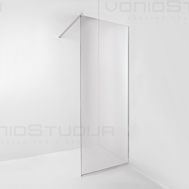 Šlifuoto nikelio spalvos dušo sienelė MERE BRUSHED NICKEL 100x200cm