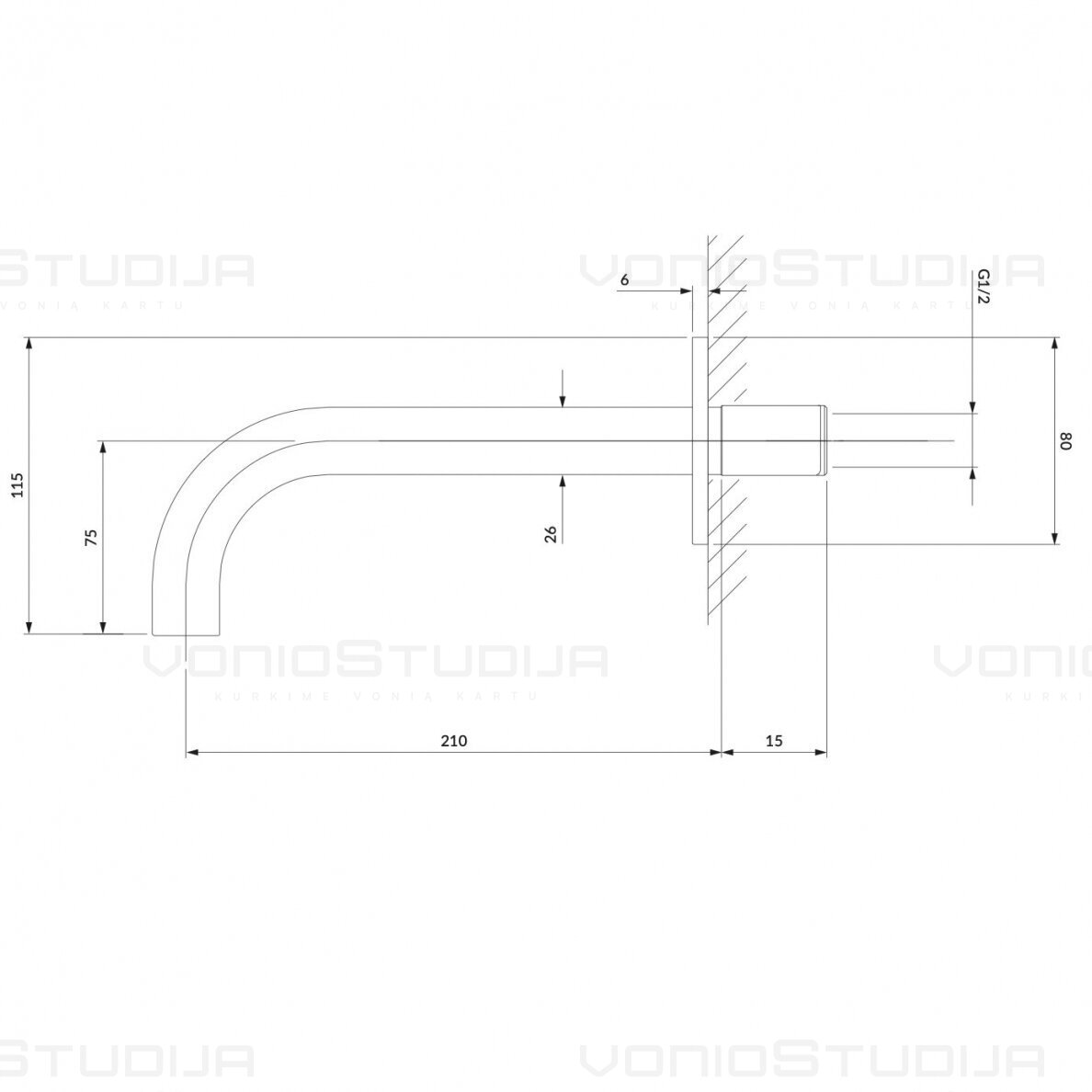 Aukso spalvos potinkinis snapas voniai Omnires 21 cm 1 Aukso spalvos potinkinis snapas voniai Omnires 21 cm 1