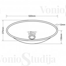 Stiklinis praustuvas PURE 52x37.5cm 2501-12