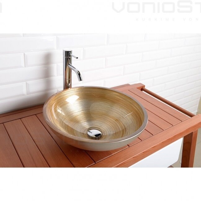 Stiklinis praustuvas MURANO SOFT BROWN 40x13cm AL5318-67 3