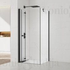 Sulankstomų durų dušo kabina SAT SATSK90S90C juodos matinės spalvos 90x90cm