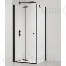 Sulankstomų durų dušo kabina SAT SK 80x80cm juodos matinės spalvos