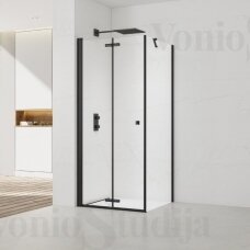Sulankstomų durų dušo kabina SAT SK 100x100cm juodos matinės spalvos
