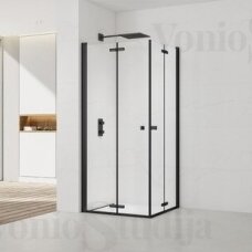 Sulankstomų durų dušo kabina SAT SK juodos matinės spalvos 90x100cm
