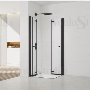 Sulankstomų durų dušo kabina SAT SK juodos matinės spalvos 90x100cm 1