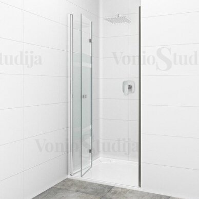 Sulankstomos dušo durys į nišą su matiniais intarpais SAT SK 100 cm chromo spalvos 1