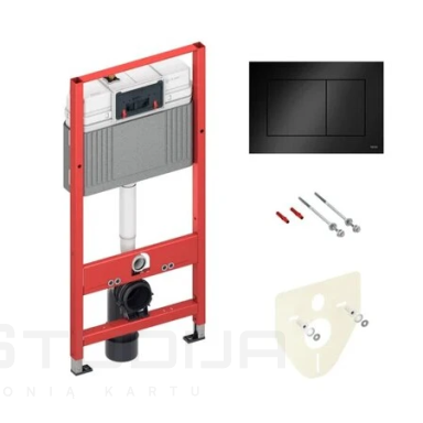 Tece Base potinkinis rėmas juodos matinės spalvos klavišu ir GSI Pura pakabinamas klozetas su SWIRLFLUSH® nuplovimo sistema Tece Base potinkinis rėmas juodos matinės spalvos klavišu ir GSI Pura pakabinamas klozetas su SWIRLFLUSH® nuplovimo sistema