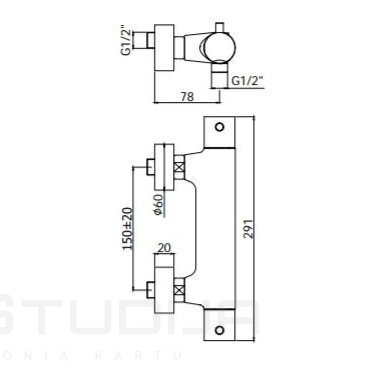 Termostatinis aukso spalvos dušo maišytuvas Paffoni Light Termostatinis aukso spalvos dušo maišytuvas Paffoni Light