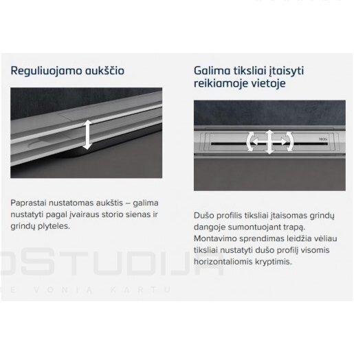 Tece Drainprofile 3 in 1 dušo latako komplektas 6 Tece Drainprofile 3 in 1 dušo latako komplektas 6