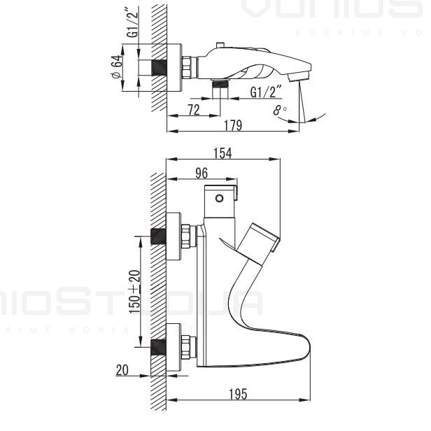 Termostatinis Art Platino vonios maišytuvas Term 6