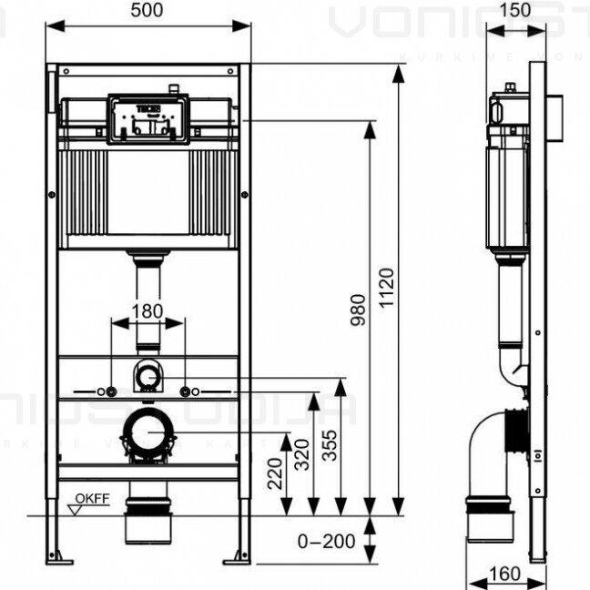 TECEbase 9400400 wc modulis su Base vandens bakeliu ir balta vandens nuleidimo plokštele 2