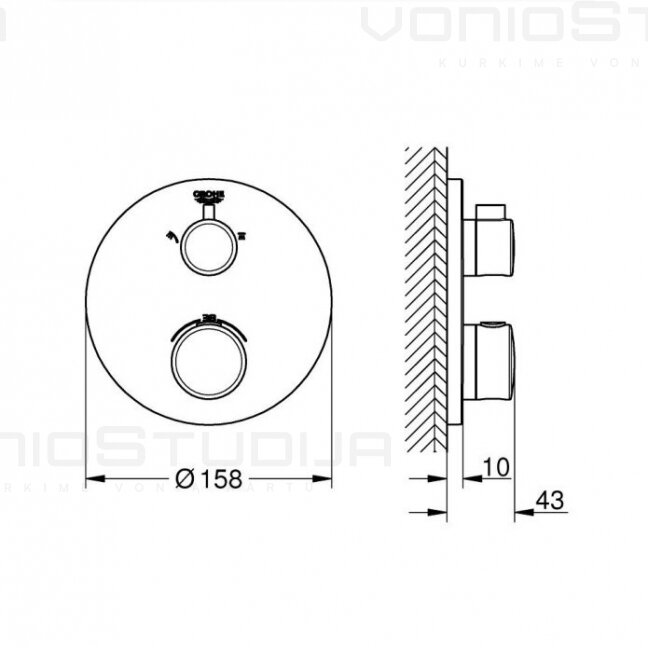 Grohe Grohtherm termostatinis maišytuvas chromo spalvos 3 Grohe Grohtherm termostatinis maišytuvas chromo spalvos 3