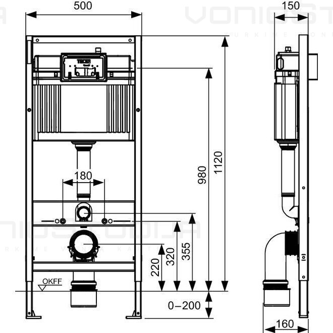 TECEbase 9400400 wc modulis su Base vandens bakeliu ir balta vandens nuleidimo plokštele 2