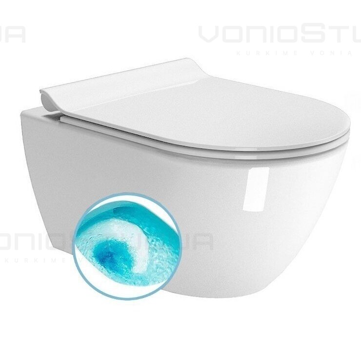 Tece Base potinkinis rėmas juodos matinės spalvos klavišu ir GSI Pura pakabinamas klozetas su SWIRLFLUSH® nuplovimo sistema 2