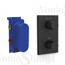 Tres termostatinis dušo maišytuvas su Therm-box potinkine dalimi juodos matinės spalvos