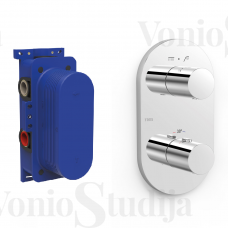 Tres termostatinis dušo maišytuvas su potinkine dalimi Therm-box chromo spalvos