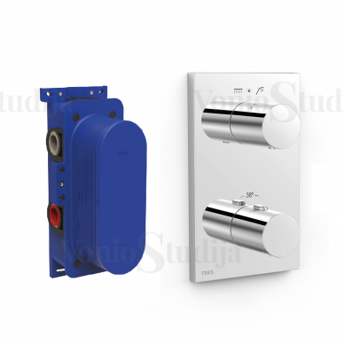 Tres termostatinis dušo maišytuvas su Therm-box potinkine dalimi chromo spalvos