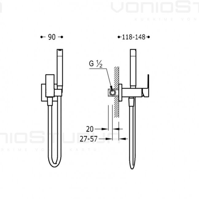 Tres Study 134123NM juodas matinis bidete dušelis 2 Tres Study 134123NM juodas matinis bidete dušelis 2