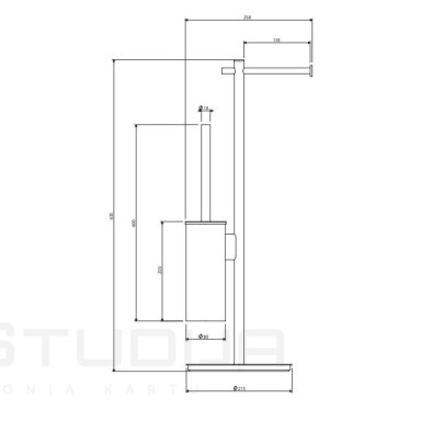 Tualetinio popieriaus laikiklio ir tualetinio šepečio stovas Omnires Modern Project chromo spalvos
