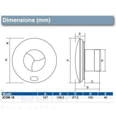 Ventiliatorius AirFlow iCON 15 Ø100mm 68 m3/val Ventiliatorius AirFlow iCON 15 Ø100mm 68 m3/val