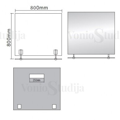 Veidrodis su lentynele Wega 80x80cm 3