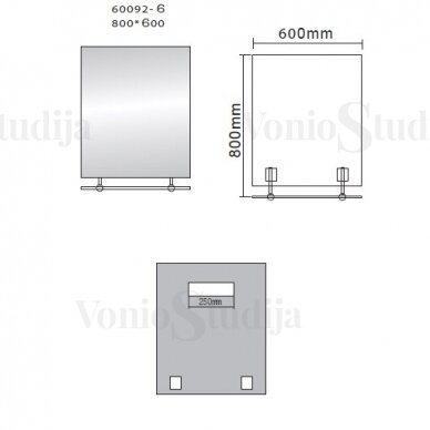 Veidrodis su lentynele Wega 60x80cm 3