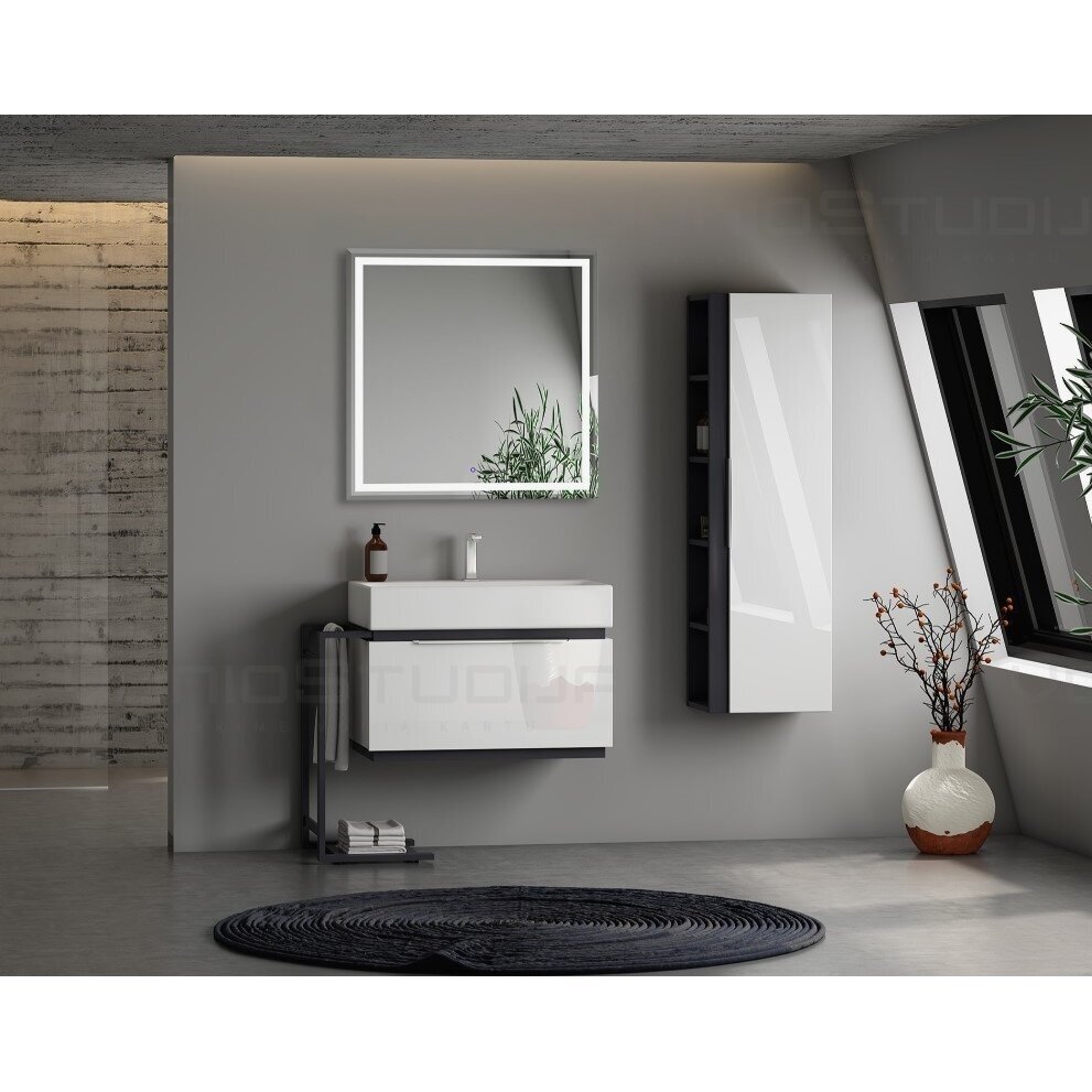 Veidrodis su led apšvietimu RIO 80x80x2,5cm su kilimėliu nuo rasojimo 2