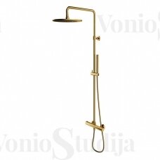 Virštinkinė termostatinė dušo sistema Omnires braižyto aukso spalvos