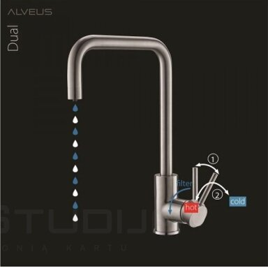 Virtuvinis Maišytuvas ALVEUS Dual juodo granito spalvos su jungtimi filtrui
