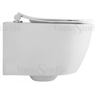 Villeroy & Boch Viconnect WC potinkinis rėmas su chromo spalvos klavišu ir Pakabinamas klozetas Sentimenti Rimless 36x51cm, su slim lėtaeigiu dangčiu 2