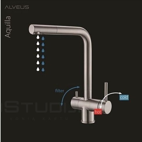 Virtuvinis Maišytuvas ALVEUS AQUILA baltas su jungtimi filtrui 1